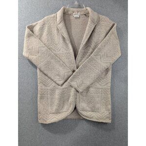 Prana Sweater Womens Size S Beige Cardigan Geometric Knit Organic Cotton,Wool